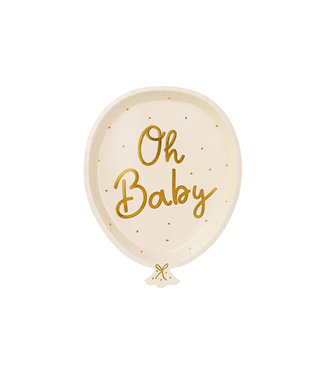 PartyDeco Bordjes Oh baby ballon |17.5x22 cm | 6 stuks