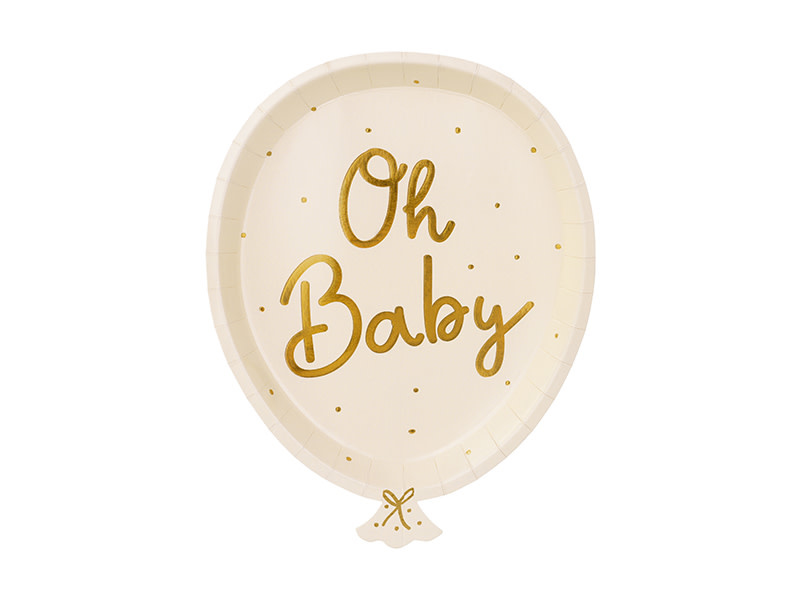 Bordjes Oh baby ballon |17.5x22 cm | 6 stuks