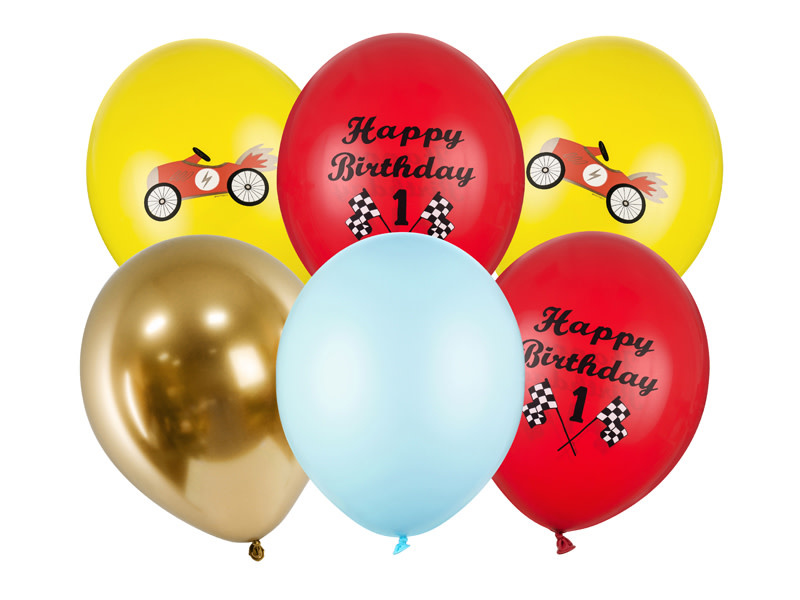 Ballonnen happy birthday auto race | 30 cm | 6 stuks