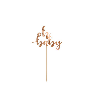 PartyDeco Taarttopper Oh baby | rose goud | 25 cm