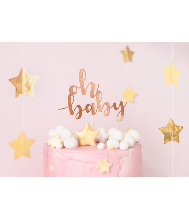 Taarttopper Oh baby | rose goud | 25 cm