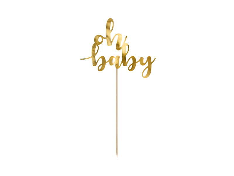 Taarttopper Oh baby | goud | 25 cm