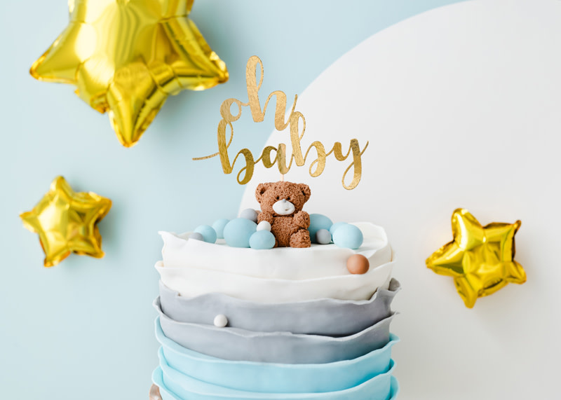 Taarttopper Oh baby | goud | 25 cm