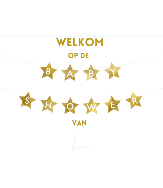 Feestdeco kaarten OUTLET kleine misdruk - Welkomsbord Babyshower goud | 30 x 42cm