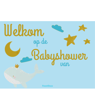 Feestdeco kaarten Welkomsbord Babyshower walvis| 30 x 42cm