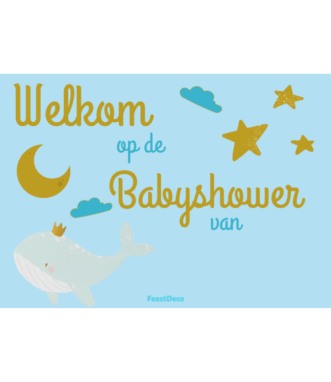 Feestdeco kaarten Welkomsbord Babyshower walvis| 30 x 42cm