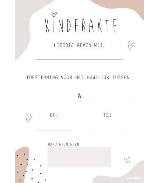 Feestdeco Wedding Stationary Kinderakte - Hartje - "WIJ"