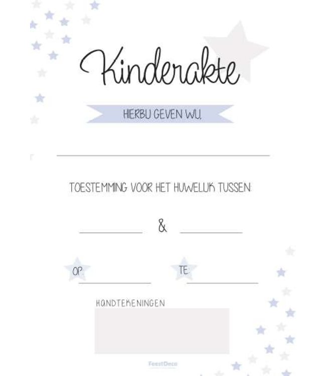 Feestdeco Wedding Stationary Kinderakte - Sterretjes - "WIJ"