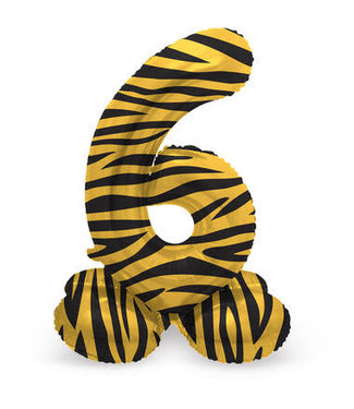 Folat OUTLET Cijferballon 6 | Tiger Chic | Staand | 41 cm
