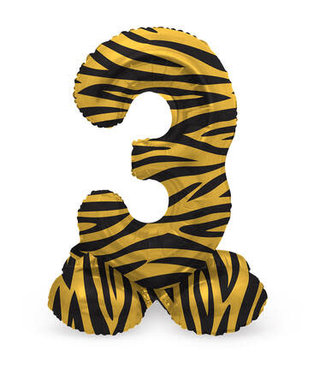 Folat OUTLET Cijferballon 3 | Tiger Chic | Staand | 41 cm