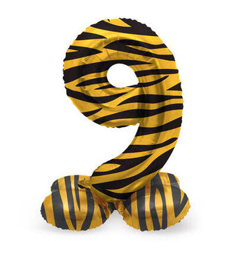 Folat OUTLET Cijferballon 9 | Tiger Chic | Staand | 41 cm