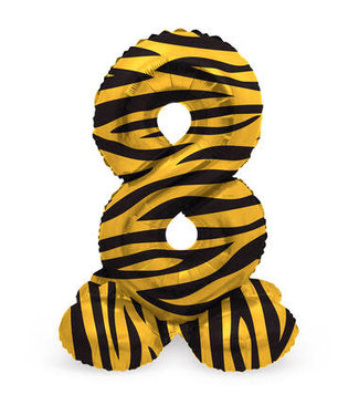 Folat Cijferballon 8 | Tiger Chic | Staand | 72 cm