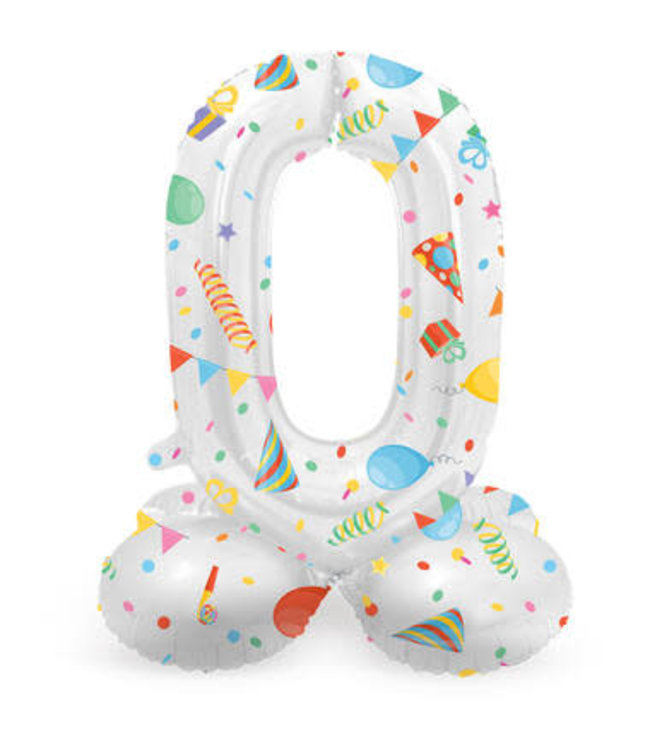 Folat Cijferballon 0 | Joyful Party | Staand | 41 cm