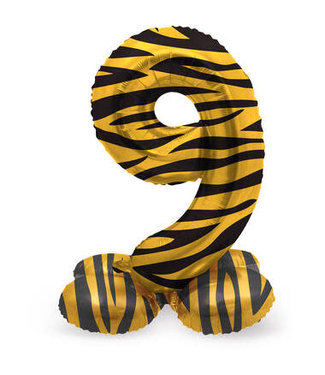 Folat Cijferballon 9 | Tiger Chic | Staand | 72cm