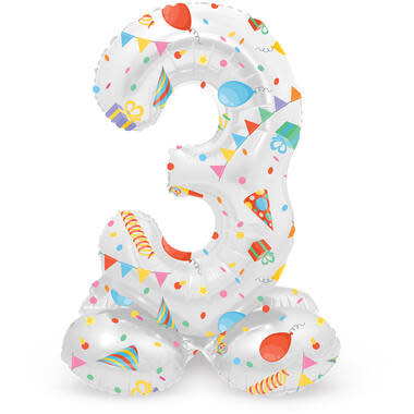 Cijferballon 3 | Joyful Party | Staand | 41 cm