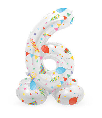 Folat Cijferballon 6 | Joyful Party | Staand | 41 cm