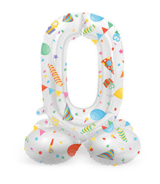 Folat OUTLET Cijferballon 0 | Joyful Party | Staand | 72 cm