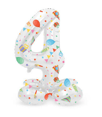 Folat OUTLET Cijferballon 4 | Joyful Party | Staand | 41 cm