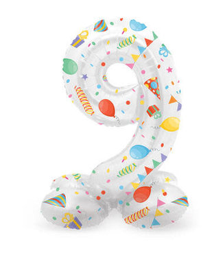 Folat OUTLET Cijferballon 9 | Joyful Party | Staand | 72 cm