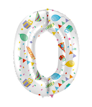 Folat OUTLET Cijferballon 0 | Joyful Party | 86 cm