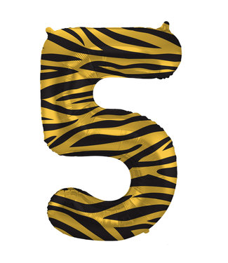 Folat OUTLET Cijferballon 5 | Tiger Chic | 86 cm