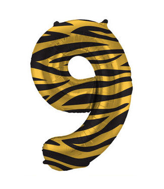Folat OUTLET Cijferballon 9 | Tiger Chic | 86 cm