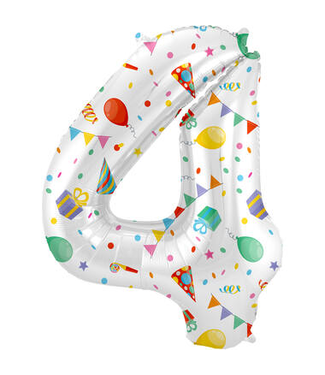 Folat OUTLET Cijferballon 4 | Joyful Party | 86 cm
