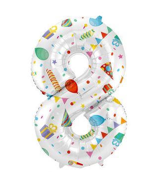 Folat OUTLET Cijferballon 8 | Joyful Party | 86 cm