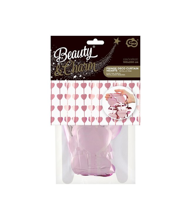 Backdrop hartjesgordijn roze | 100 x 200cm