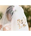 Sluier Bride to be | Wit tule & rosegouden tekst | 72cm