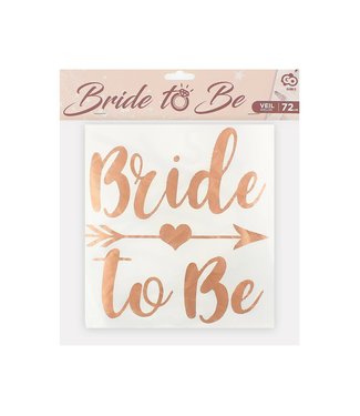 Sluier Bride to be | Wit tule & rosegouden tekst | 72cm
