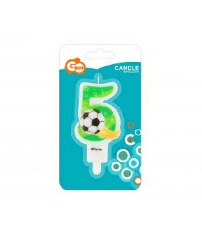 Voetbal kaarsje 5 | 8cm