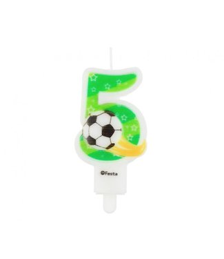 Voetbal kaarsje 5 | 8cm