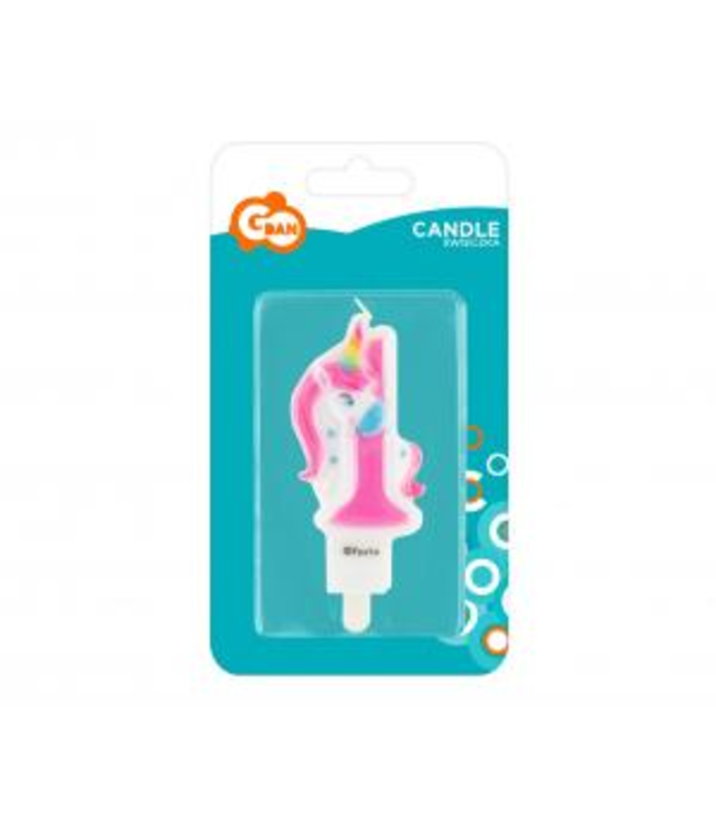 Unicorn kaarsje 1 | 8 cm