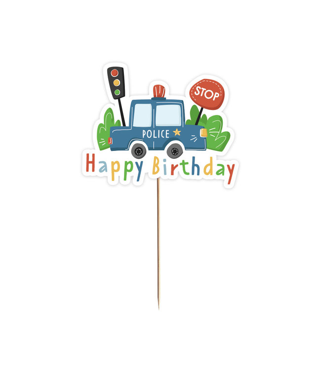 Taarttopper Politie Happy Birthday | 13 x 10cm