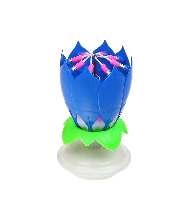 Muziek kaars Happy birthday | blauw