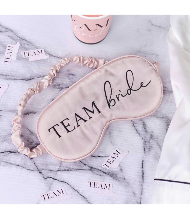 Slaapmasker Team Bride | lichtroze satijn - Feestdeco