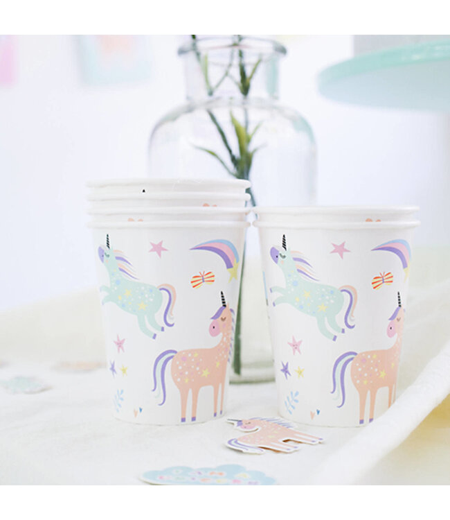 Bekers eenhoorn & regenboog | 250 ml | 6 stuks