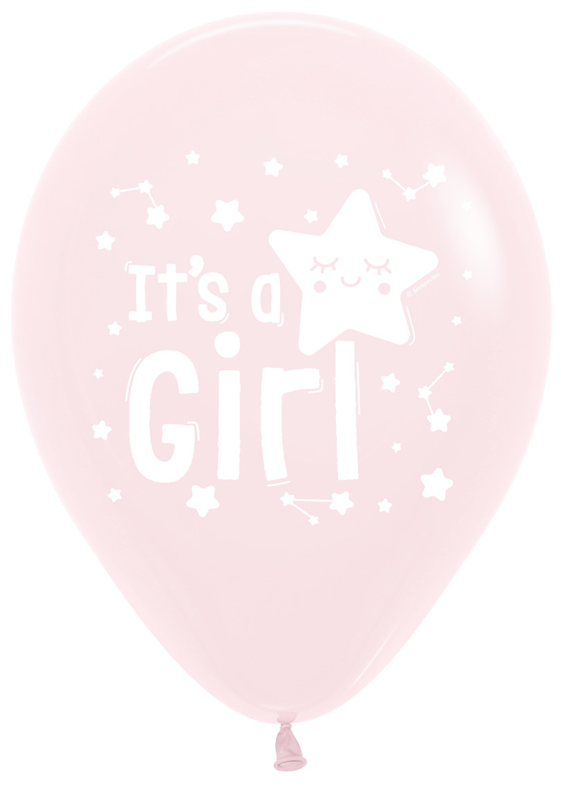 Ballonnen It's a girl matte pink | zak 25 stuks