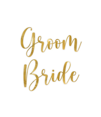 PartyDeco Glasstickers Bride & Groom | Goud