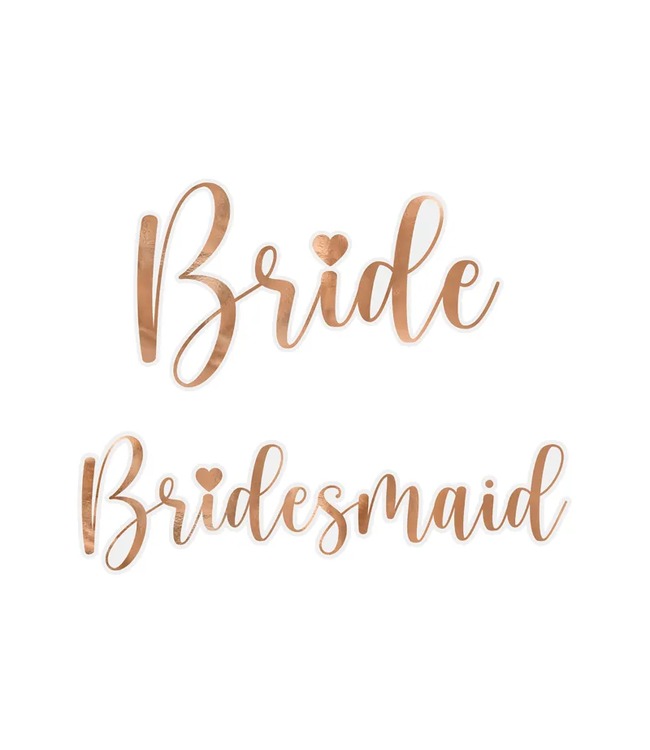 Glasstickers Bride & Bridesmaid | Rose goud
