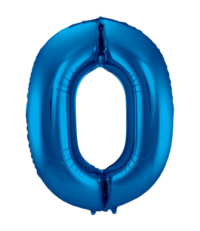 Folat Cijferballon 0 | Blauw | 86 cm