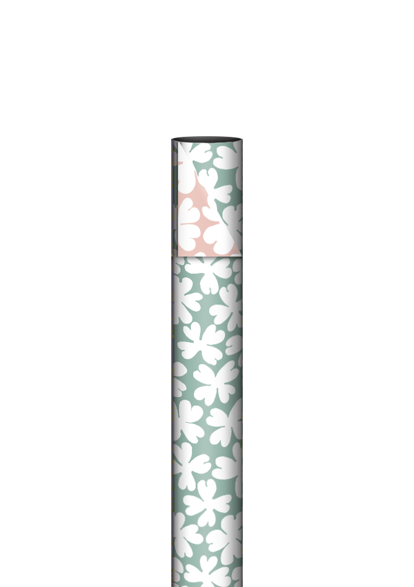 Cadeaupapier flower power mint / pink | dubbelzijdig | 70 cm x 2 m