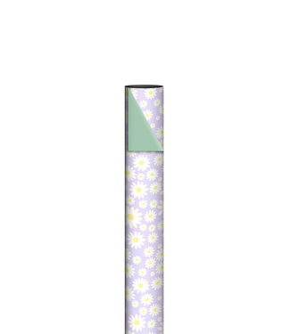KP OUTLET Cadeaupapier daisy lilac / mint | dubbelzijdig | 70 cm x 2 m
