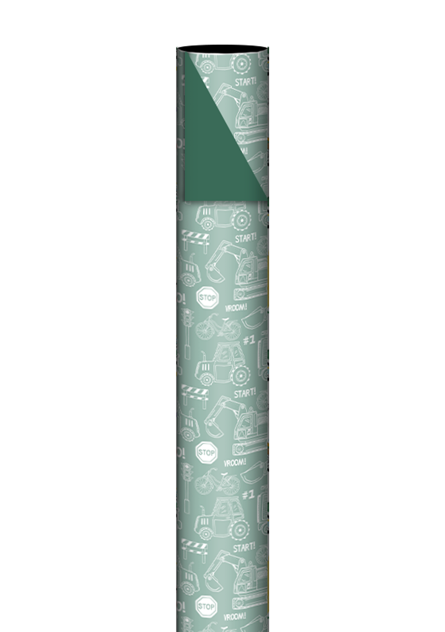 Cadeaupapier Voertuigen / mint | Dubbelzijdig| 70 cm x 2 m