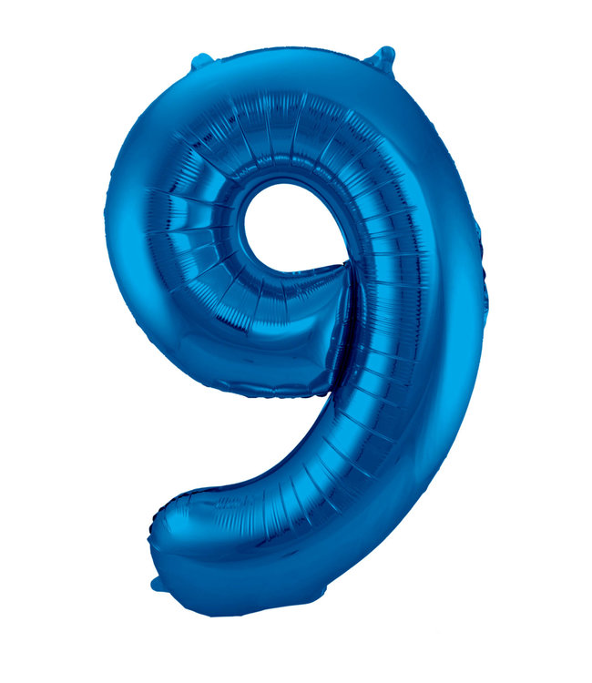 Folat Cijferballon 9 | Blauw | 86 cm