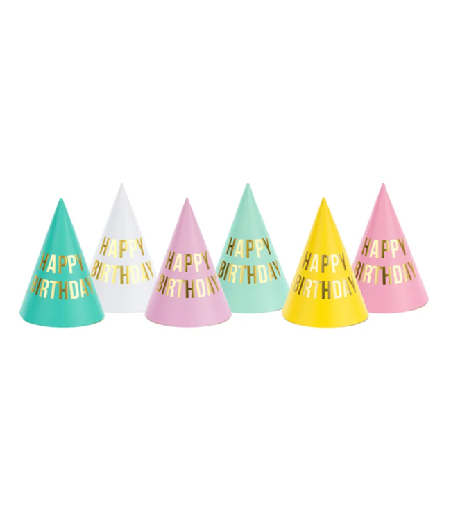 PartyDeco Feesthoedjes Happy Birthday | 6 stuks