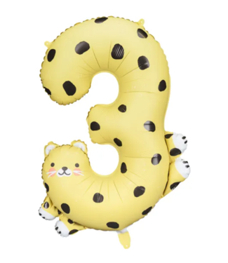 PartyDeco Cijferballon 3 | Cheetah