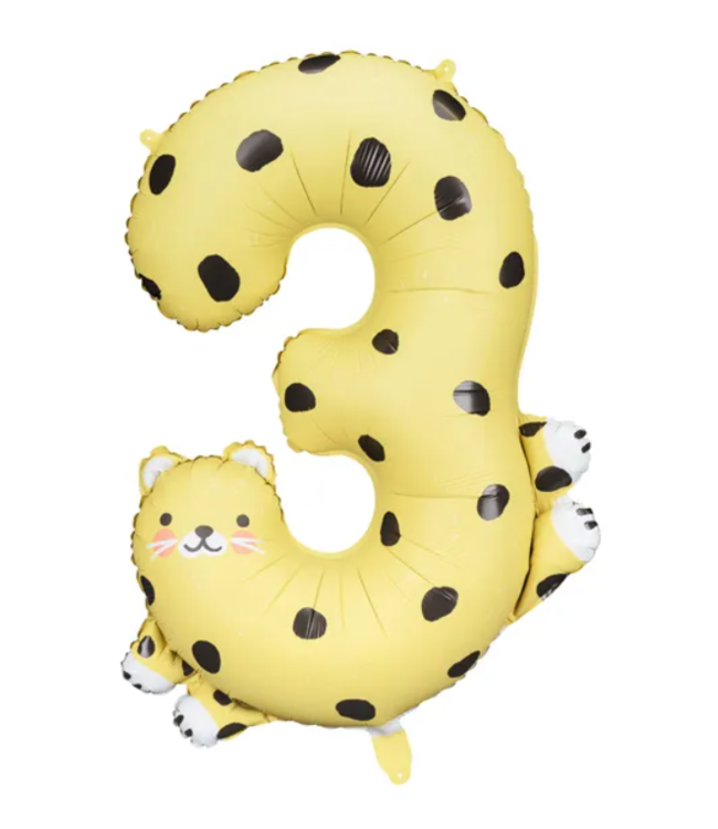 PartyDeco Cijferballon 3 | Cheetah