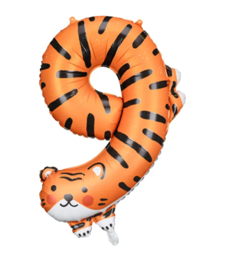 PartyDeco OUTLET Cijferballon 9 | Tijger